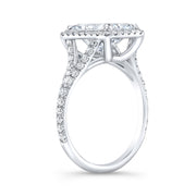 Halo Radiant Cut Split Shank Diamond Ring