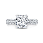 6.05 Ct. Hidden Halo Cushion 3Row Pave Diamond Ring I Color SI1 GIA Certified