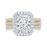 2.60 Ct. Rectangle Halo Radiant Cut Engagement Ring H Color VS2 GIA Certified