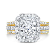 2.60 Ct. Rectangle Halo Radiant Cut Engagement Ring F Color VVS1 GIA Certified