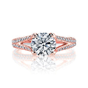 3.10 Ct. Split Shank Pave Engagement Ring H Color VS1 GIA Certified 3X