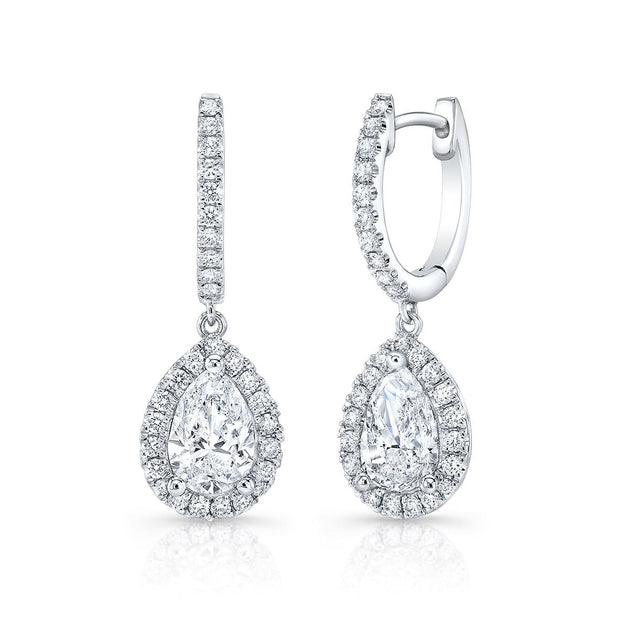 1.54 ct. Pear Drop Halo Dangling Earrings - Image 2