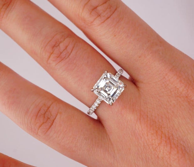 1.75 Ct. Asscher Cut Engagement Ring Set H Color VS1 GIA Certified