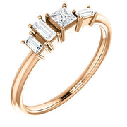 14k rose gold geometric diamond ring