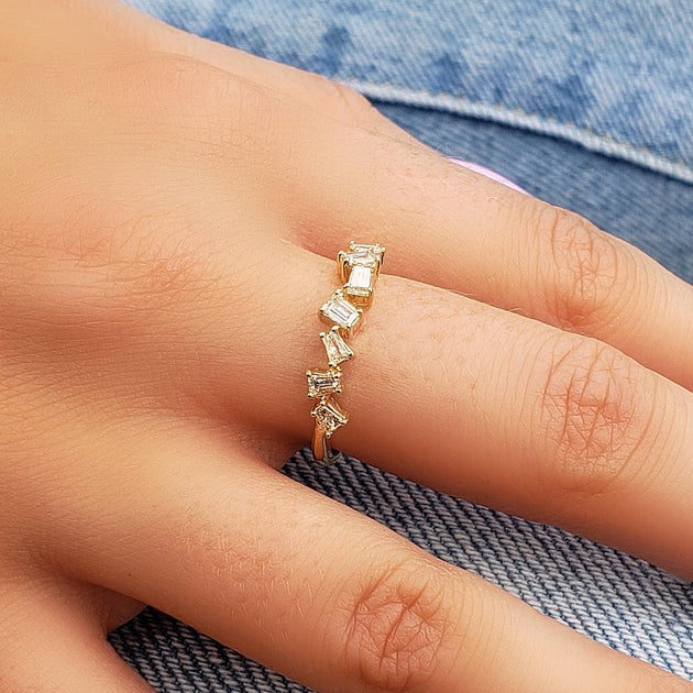 Stackable Scattered Baguette Diamond Ring - Image 4