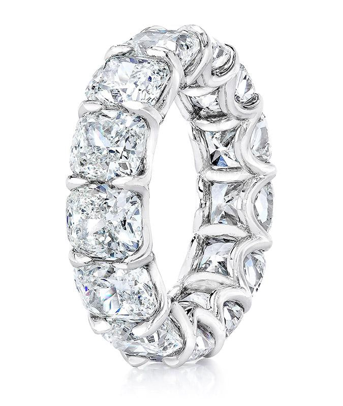 Cushion cut diamond eternity rings
