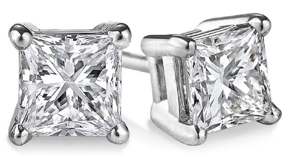 Princess cut diamond stud earrings