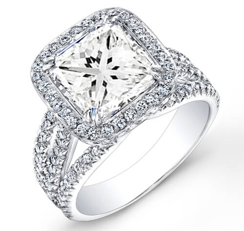 Split shank princess cut engagement rings