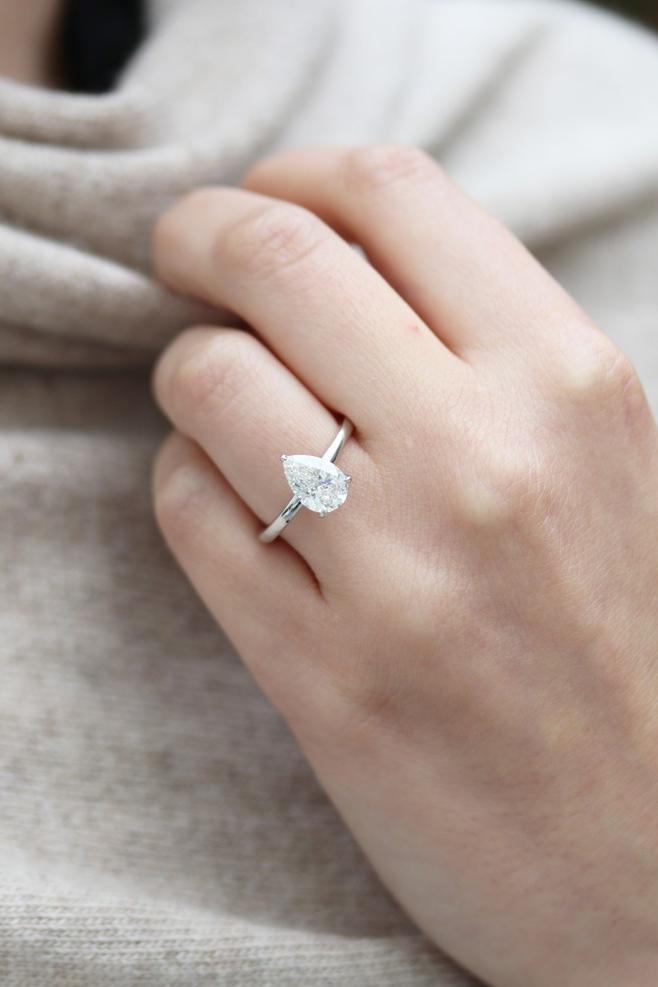 Pear solitaire engagement ring