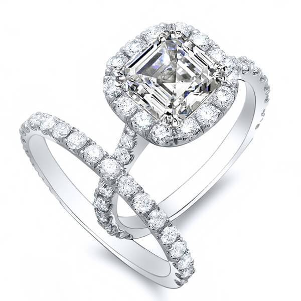 Asscher cut halo engagement rings