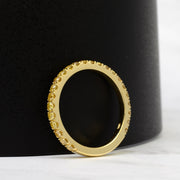 0.70 Ctw Fancy Yellow Round Cut Diamond Wedding Ring
