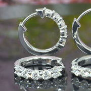 Natural 0.75 Carat Round Cut Diamond 5 Stone Huggies Earrings