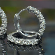 Natural 0.85 Carat Round Cut Diamond 6 Stone Hoop Earrings
