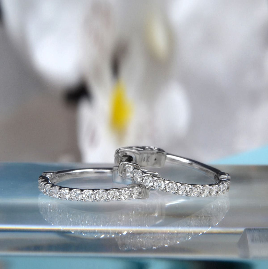 0.40 Carat Round Cut Diamond Hoop Earrings 18mm Diameter