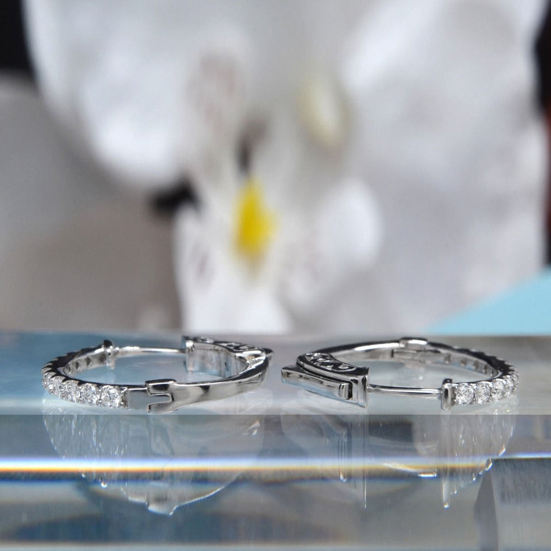 0.40 Carat Round Cut Diamond Hoop Earrings 18mm Diameter