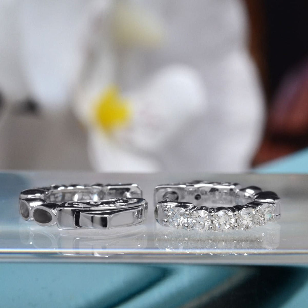 0.50 Carat Round Cut Diamond Classic Prong Hoop Earrings
