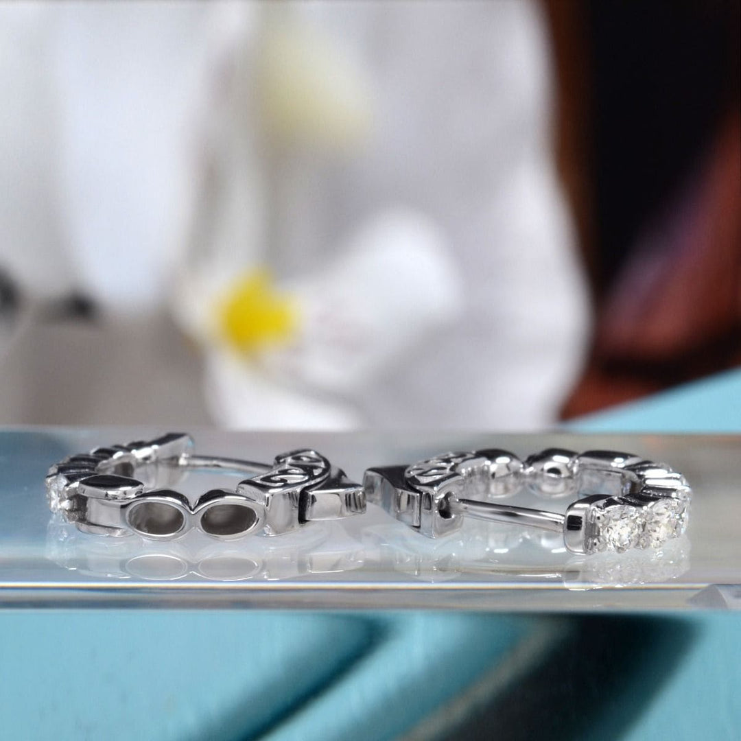 0.50 Carat Round Cut Diamond Classic Prong Hoop Earrings