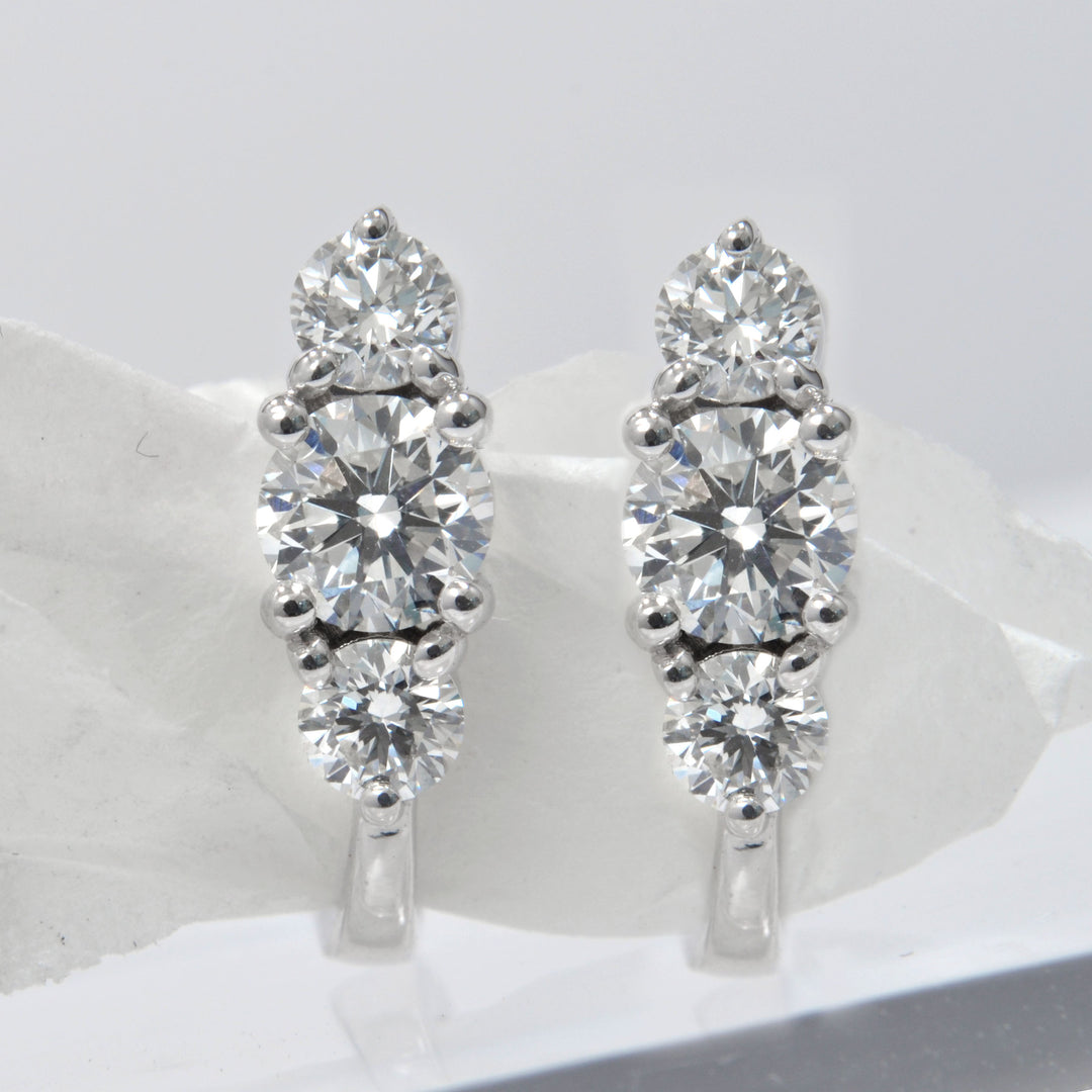 3-Stone Diamond Hoop Earrings F-G Color, VS Clarity (0.90 ctw)