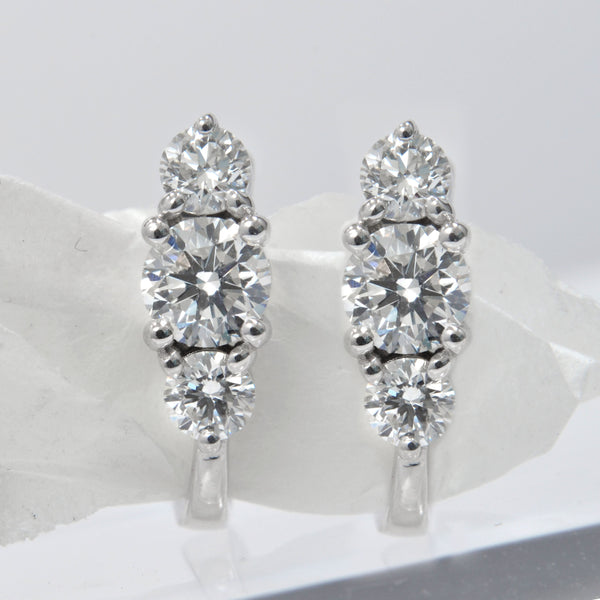 3-Stone Diamond Hoop Earrings F-G Color, VS Clarity (0.90 ctw)