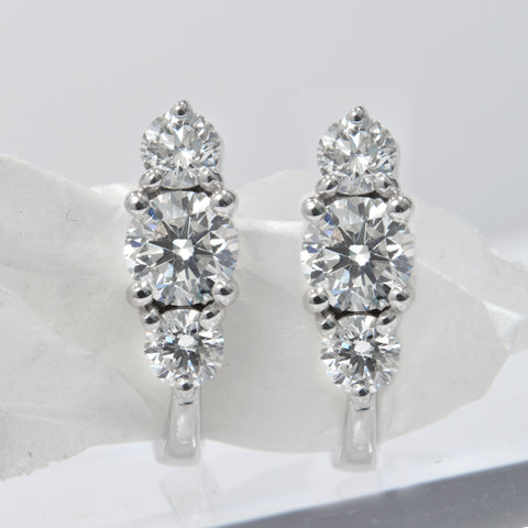 3-Stone Diamond Hoop Earrings (0.90 ctw)