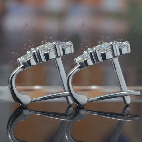 3-Stone Diamond Hoop Earrings (0.90 ctw)
