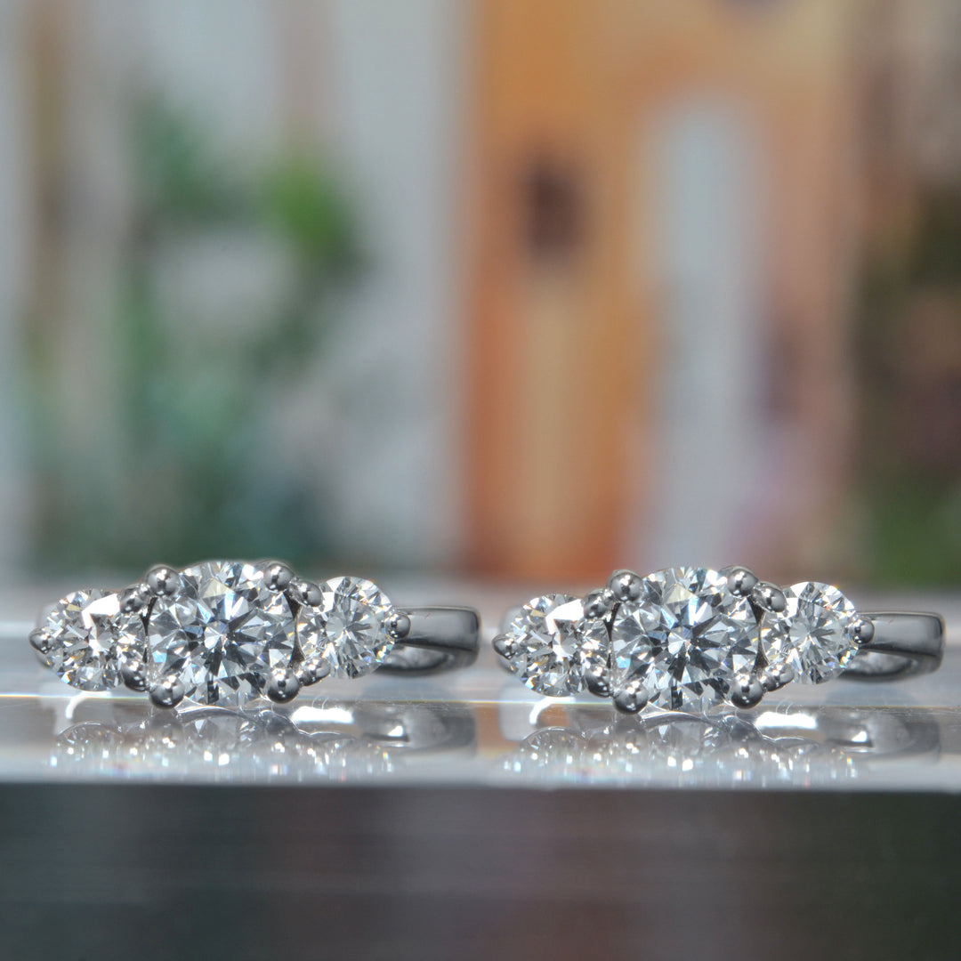 3-Stone Diamond Hoop Earrings F-G Color, VS Clarity (0.90 ctw)