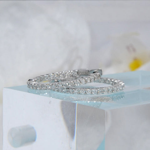 1.00 Carat Inside Out Hoop Earrings 23mm Diameter
