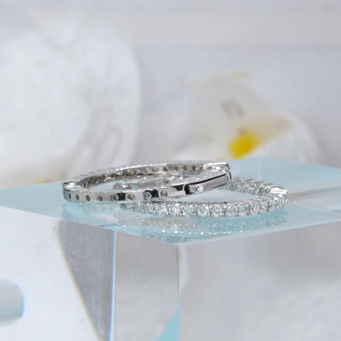 1.00 Carat Inside Out Hoop Earrings 23mm Diameter
