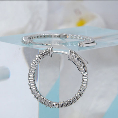 1.00 Carat Inside Out Hoop Earrings 23mm Diameter