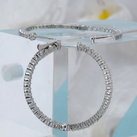 1.50 Carat Round Cut Diamond Inside Out 30mm Hoop Earrings