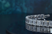 Lab Grown 46.5 Carat Emerald Cut Diamond Tennis Bracelet D,VS1 IGI Certified