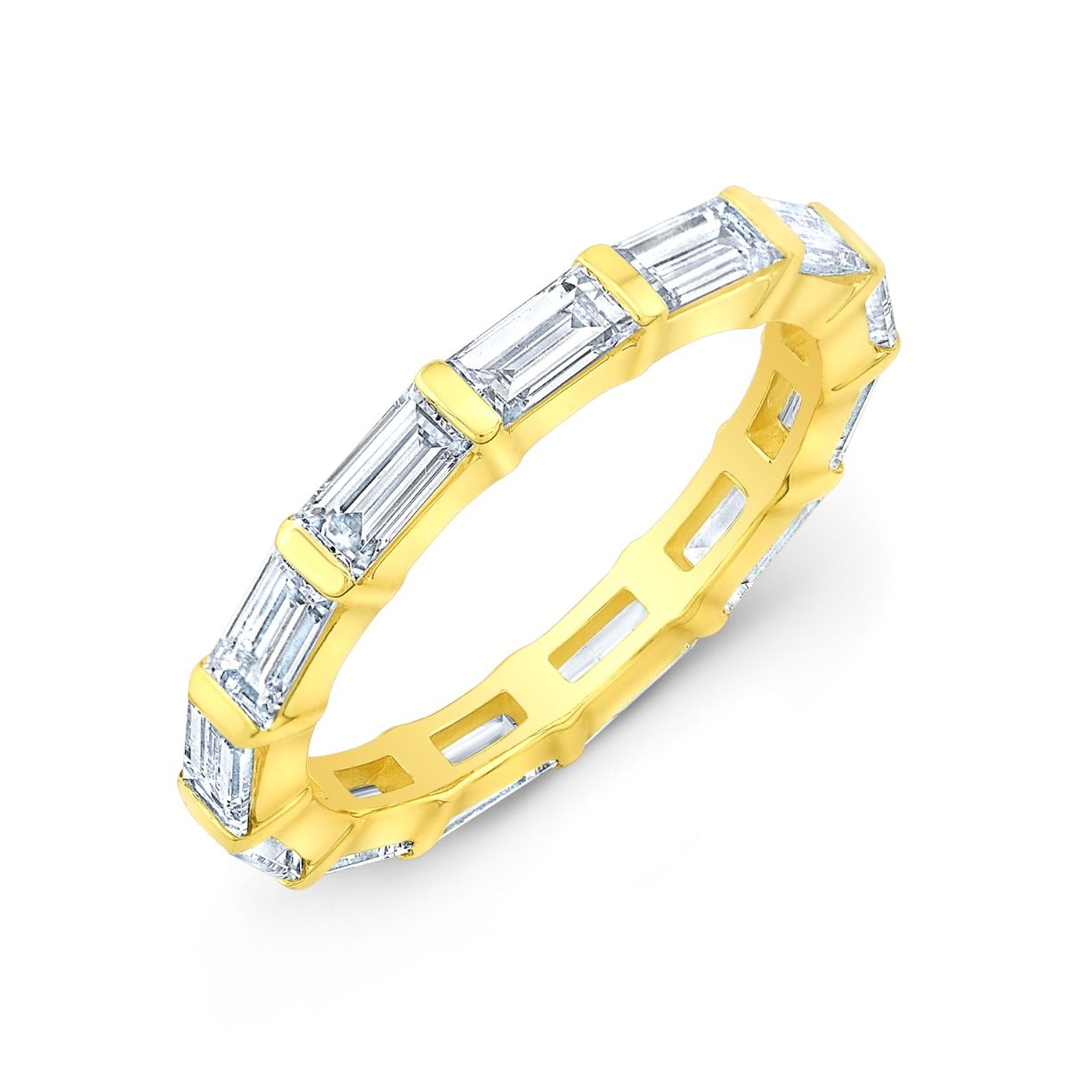 Baguette eternity ring channel set yellow