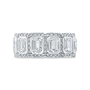 10 Ct. Bezel Emerald Cut Halo Men's Eternity Ring F-G Color, VS1 Clarity