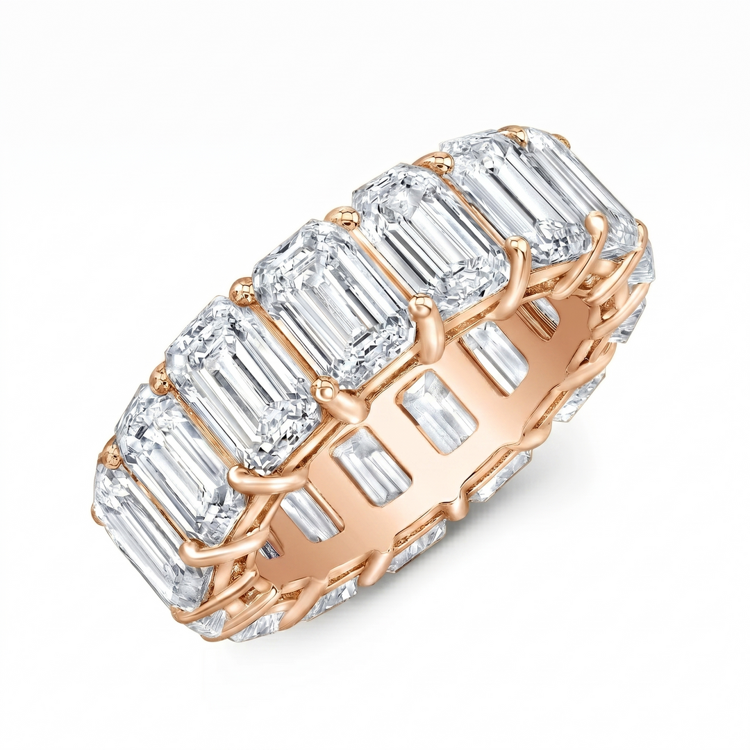 10.5 Carats Emerald Cut Eternity Band Gallery Design G-H Color VS1 All GIA Certified