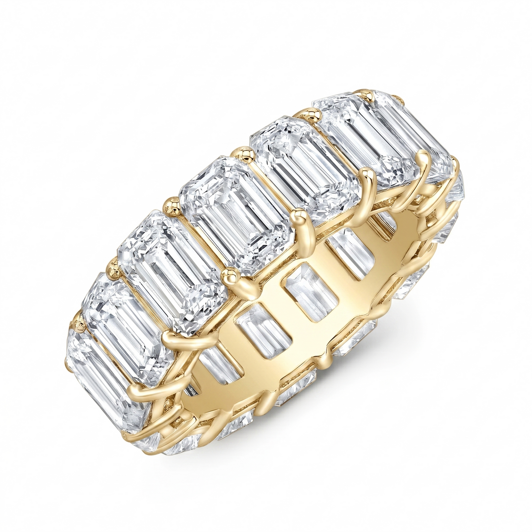 10.5 Carats Emerald Cut Eternity Band Gallery Design G-H Color VS1 All GIA Certified