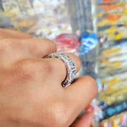 10 Ct. Bezel Emerald Cut Halo Men's Eternity Ring F-G Color, VS1 Clarity