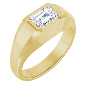 1.50 Ct. Emerald Cut Bezel Set East-West Men's Ring K Color SI1 GIA Certified
