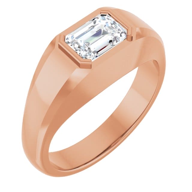 1.50 Ct. Emerald Cut Bezel Set East-West Men's Ring K Color SI1 GIA Certified