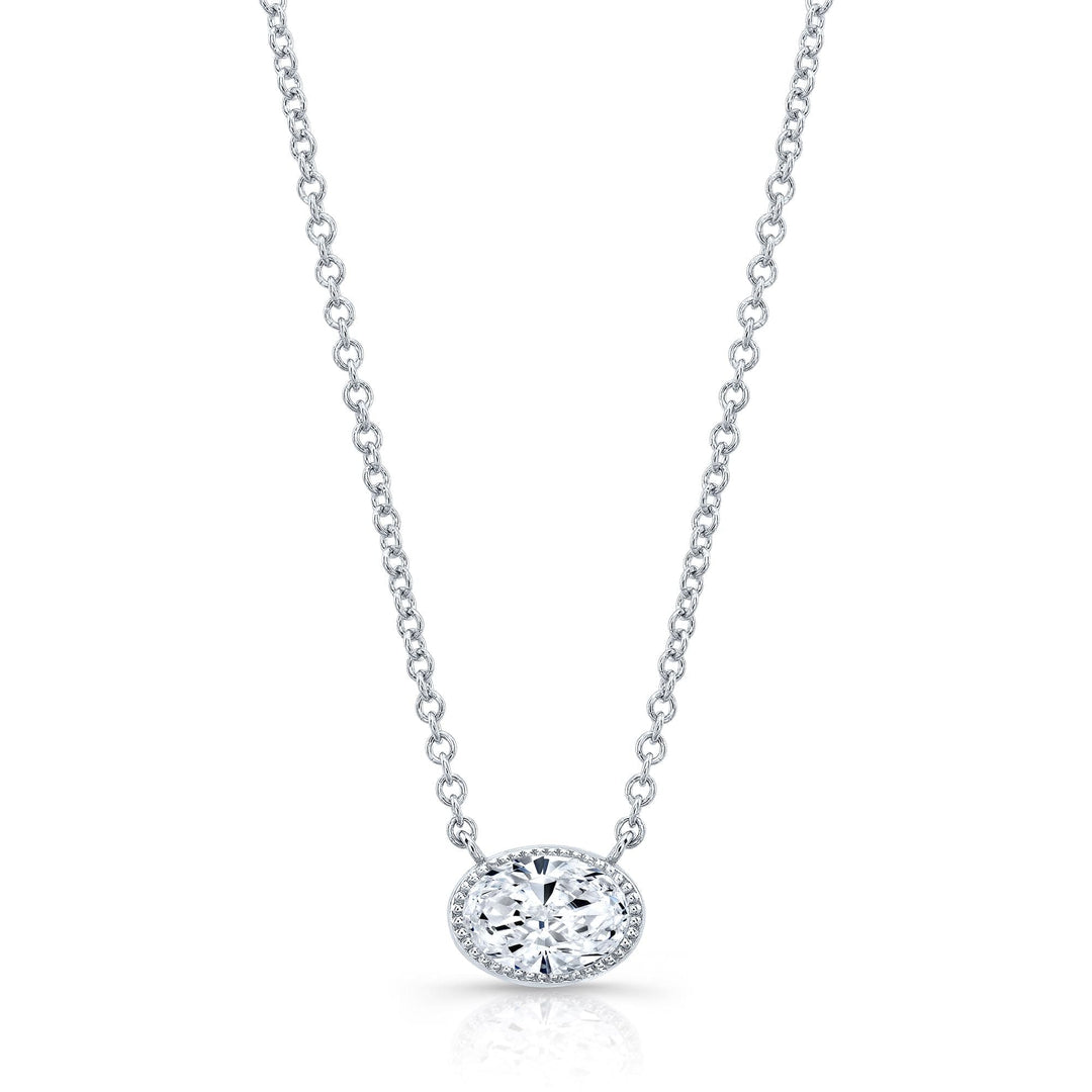 1.50 Ct. Oval Cut Diamond Necklace East-West G Color VS1 GIA Certified
