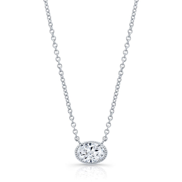 1.50 Ct. Oval Cut Diamond Necklace East-West G Color VS1 GIA Certified