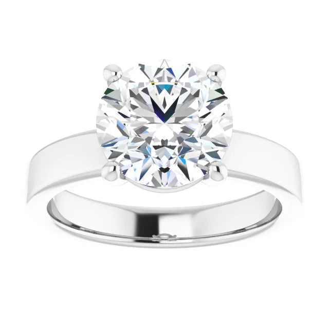 Round cut diamond solitaire engagement ring in white gold top view