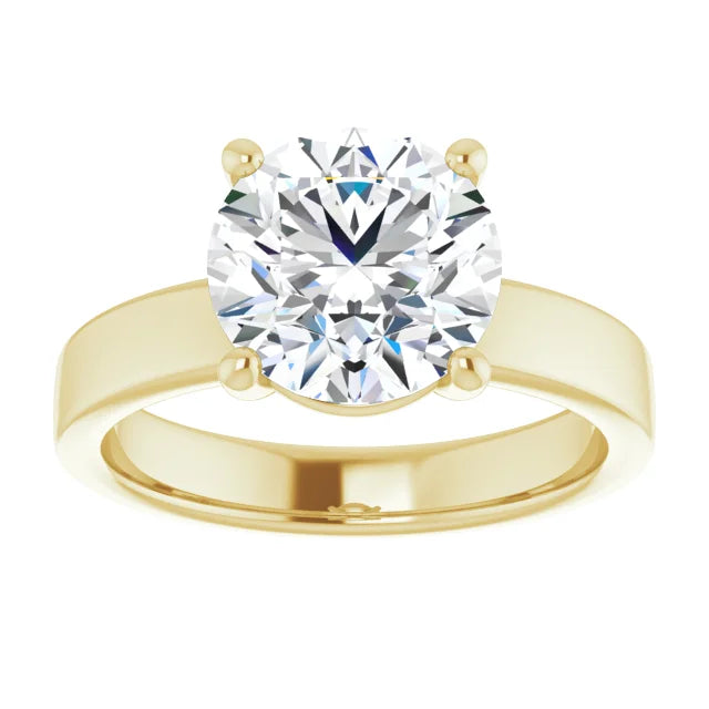 Round Cut Diamond Solitaire Engagement Ring in yellow gold top view