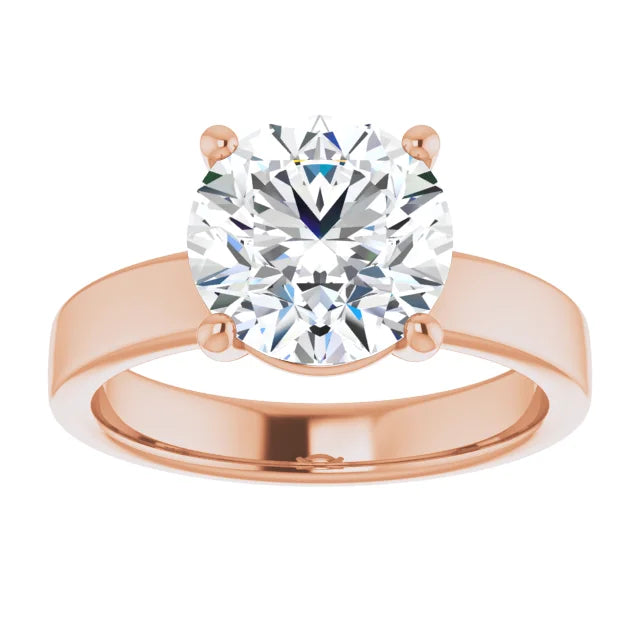 Round Cut Diamond Solitaire Engagement Ring in rose gold top view