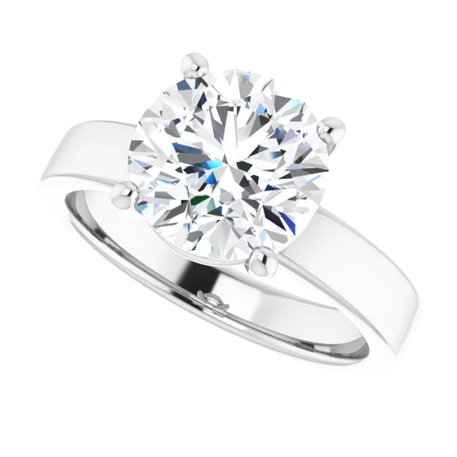 Round cut diamond solitaire engagement ring in white gold