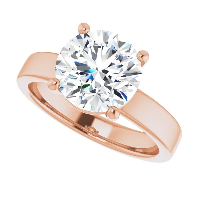 Round Cut Diamond Solitaire Engagement Ring in rose gold 