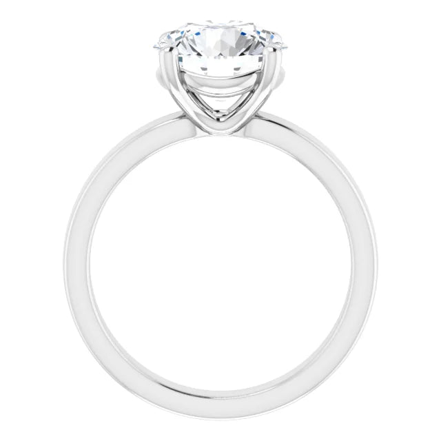 Round Cut Diamond Solitaire Engagement Ring in white gold side profile