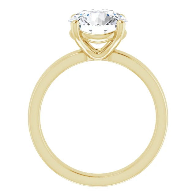Round Cut Diamond Solitaire Engagement Ring in yellow gold side profile