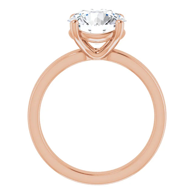 Round Cut Diamond Solitaire Engagement Ring in rose gold side profile