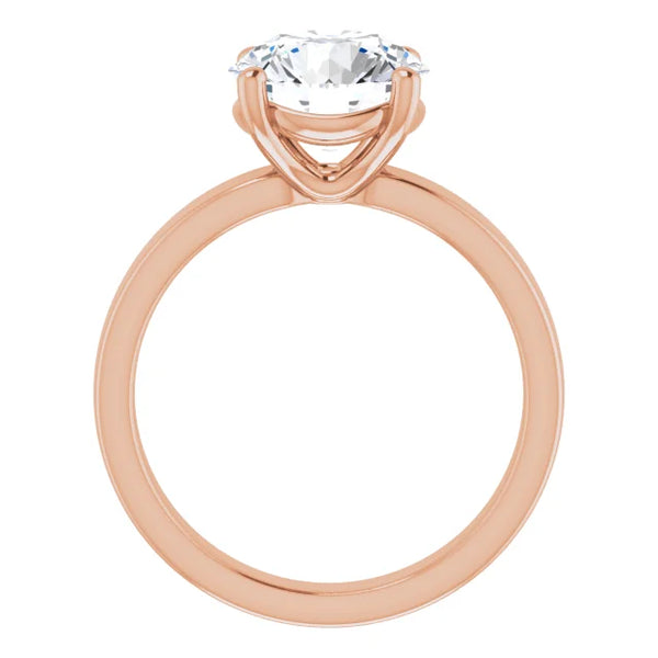 Round Cut Diamond Solitaire Engagement Ring in rose gold side profile