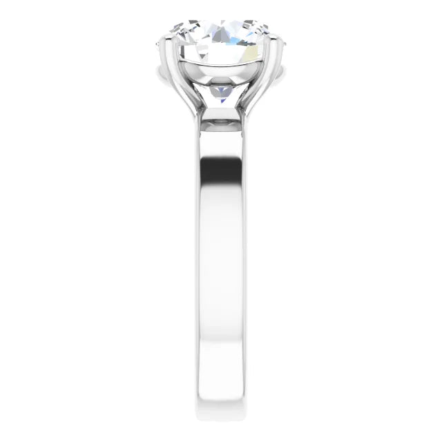 Round Cut Diamond Solitaire Engagement Ring in white gold side view 